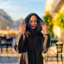 Handmade Women  s Black Kaftan Abaya w/ Matching Hijab Chiffon One Size