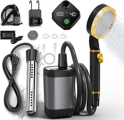 BSEED Portable Shower for Camping with Immersion Water Heater, 6000Mah Rechargea