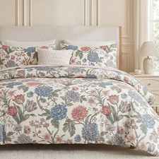 100 Cotton Duvet Cover Set King Size, Digital Printed Vintage Floral Botanical