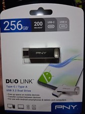 PNY 256GB Duo Link USB-C / USB-A Flash Drive/ 200 MG READ/USB 3.2 DUAL DRIVE NEW