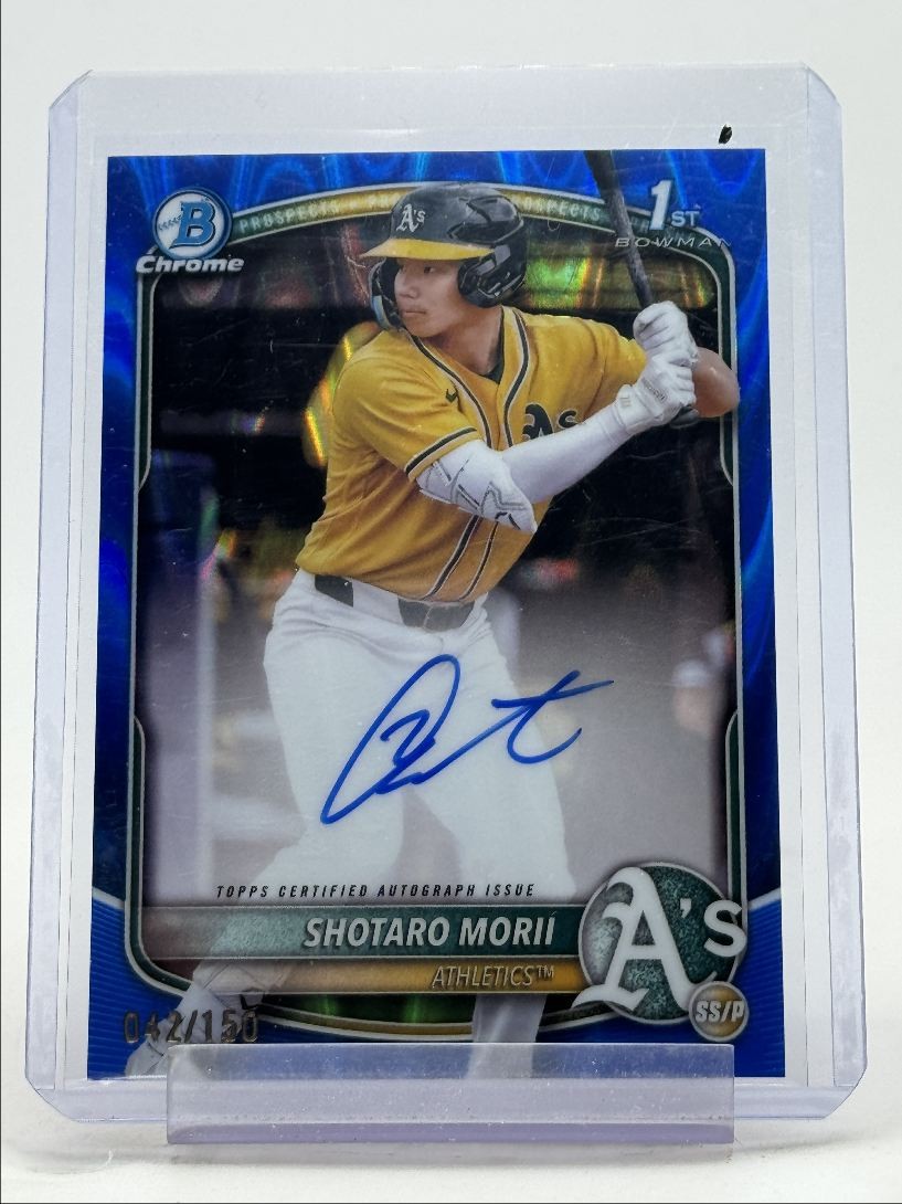 SHOTARO MORII 2025 BOWMAN CHROME 1ST BLUE RAYWAVE REFRACTOR AUTO /150 Q5451
