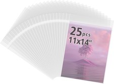 25 Pack 11x14 Acid-Free Plastic Photo Sleeves Self-Seal for Prints