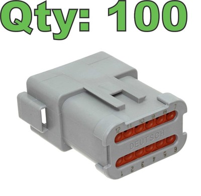 (100) New TE Connectivity Deutsch DTM04-12PA-E003 Connector 12 Position, End Cap