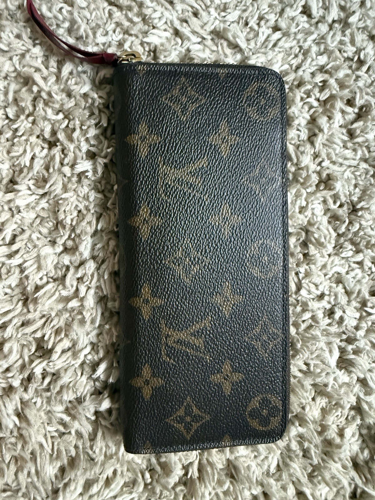 Genuine Louis Vuitton Clémence Wallet Canvas/Leather Brown Burgundy Interior