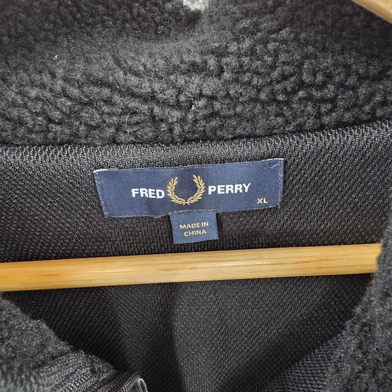Fred Perry Jacket Mens XL Black Fleece Half Zip Windbreaker image 2