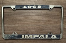 Vintage 1968 Chevrolet Impala License Plate Frame Chevy Chrome And Blue