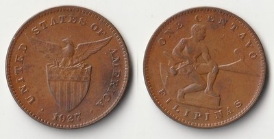 1927 Philippines 1 centavo coin