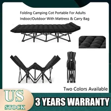 Winter Indoor Folding Camping Cot For Naps Lunch Breaks With Mattress &Carry Bag