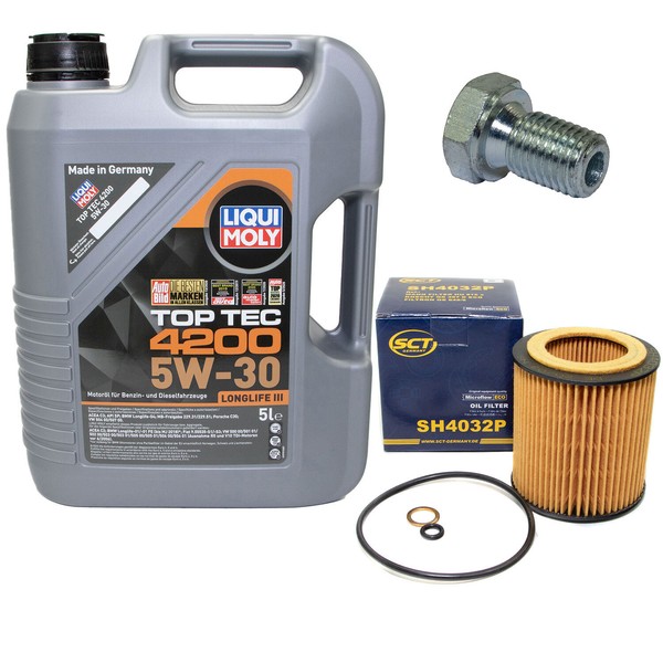 MotoröL Set 5W-30 5 Liter + ÖLfilter SH 4032 P + Schraube FüR BMW 7Er 730I E65-image