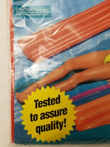 Vintage AQUA 1993 Deluxe Red Reversible Air Mat Pool Float 72x27 NOS - Picture 2 of 5