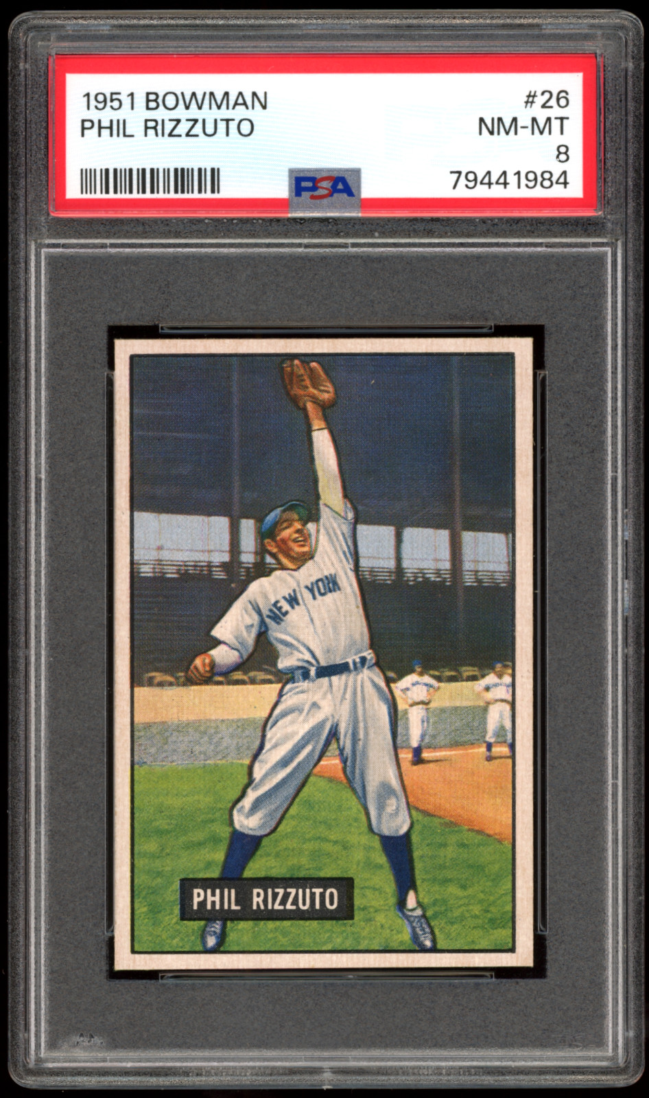 1951 Bowman #26 Phil Rizzuto HOF Yankees CENTERED  - PSA 8 NM-MT