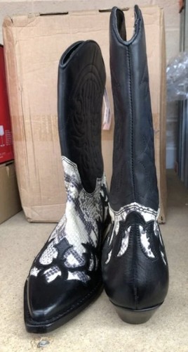 BOTAS VAQUERAS MANGO CUERO NEGRO - TALLA: 41 - Imagen 2 de 4