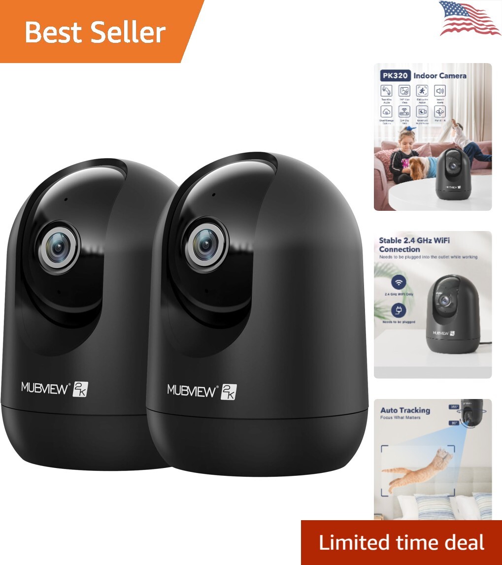 Security Camera: 2K Night Vision, Motion Tracking, Two-Way Audio, Pan Tilt-image