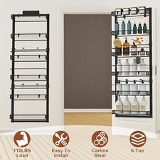 6-Tier Over Door Pantry Organizer Wall Mount Spice Rack Carbon Steel
