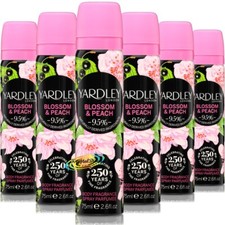 6x Yardley London BLOSSOM & PEACH Body Spray 75ml