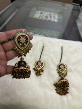 sahare With Earring And Tikka /Gold kundan pearl Chain/Pearl kaan chain/Earring