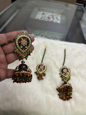 sahare With Earring And Tikka /Gold kundan pearl Chain/Pearl kaan