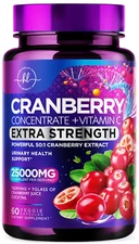 Cranberry Supplement + Vitamin C (25,000mg Formula), Concentrated Whole Fruit Cr
