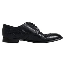 DOLCE & GABBANA Shoes Dark Blue Leather Derby Wingtip Formal EU44 / US11 1270usd