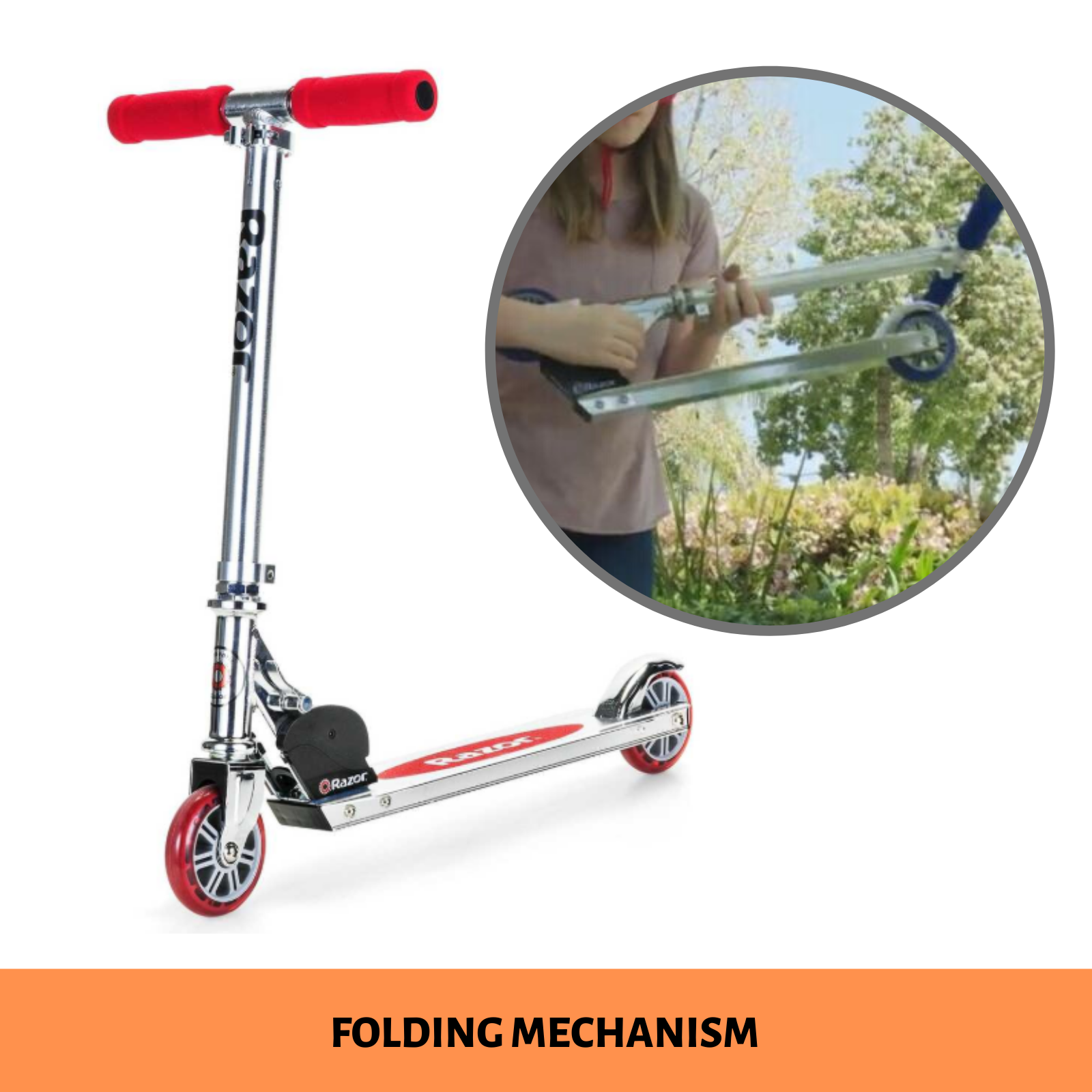 RAZOR Kids Scooter Metal Foldable with Rear Foot Brake Soft Handle