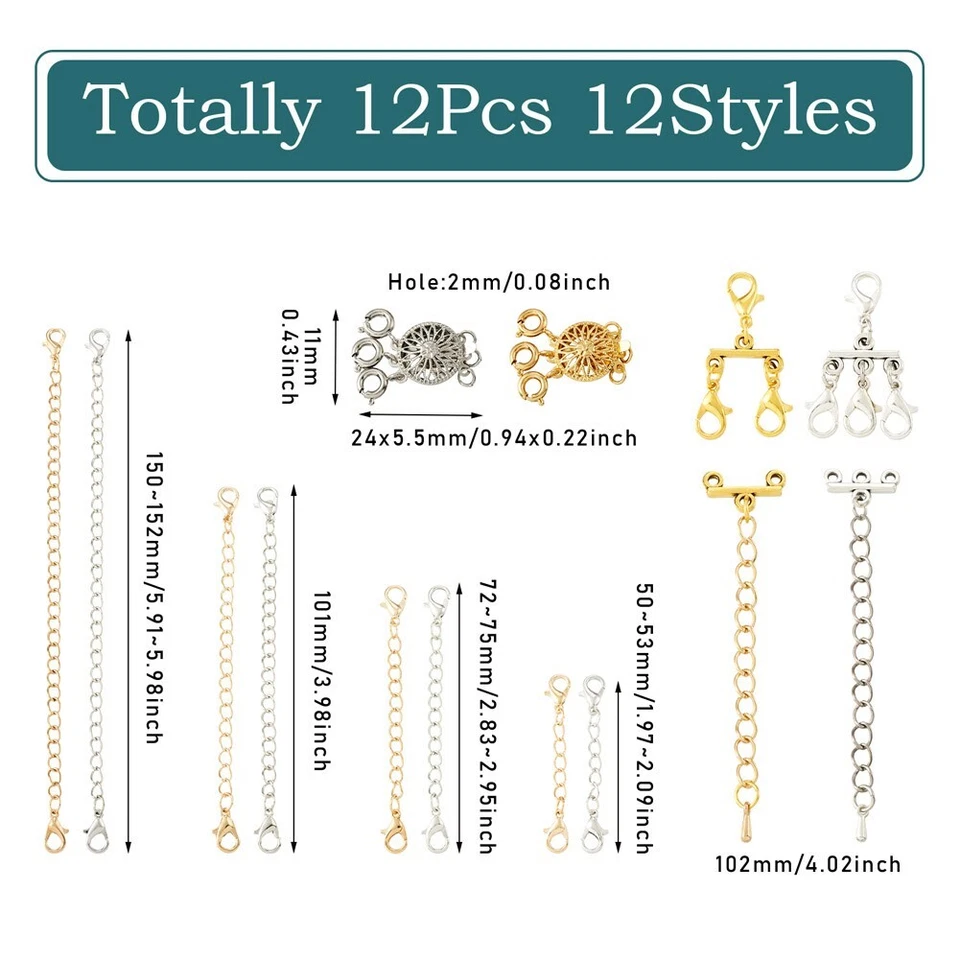 1 Set Alloy Lobster Claw Claps Brass Box Clasps DIY Jewelry Making Kits 24~152mm - Image 3 of 4