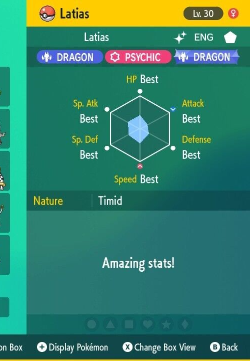 Shiny Latias 6IV Lv. 30 Timid Nature Legendary Pokemon Home Scarlet