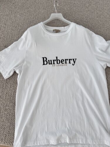 Authentic Burberry Men’s White Logo Tshirt Large  - Picture 1 of 4