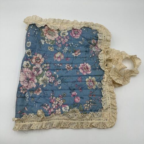 Quilted Floral Handmade Project Bag Travel Vintage 80s Pockets Pincushion