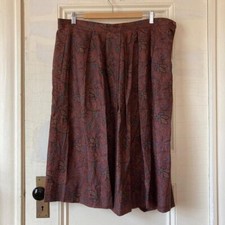 Talbots Vintage Rayon Pleated Skirt Paisley Maroon Size 18