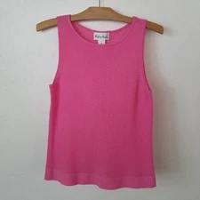 Vtg Madison Studio Womens M Sleeveless Knit Shell Tank Top Lightweight Pink