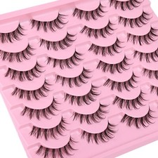 14 Pairs Anime Style Look False Eyelashes 12mm Faux 3D Mink Lashes Fluffy Wispy