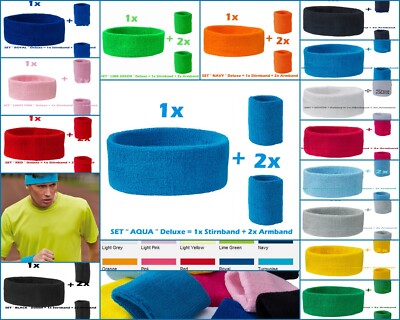 Set Deluxe 1x Stirnband + 2x Armband Schweißband JGA Karneval Sport Myrtle Beach