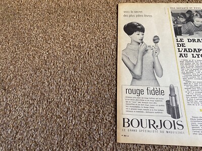 VBK40 1960'S FRENCH ADVERT 11X4 BOURJOIS ROUGE FIDELE LIPSTICKS