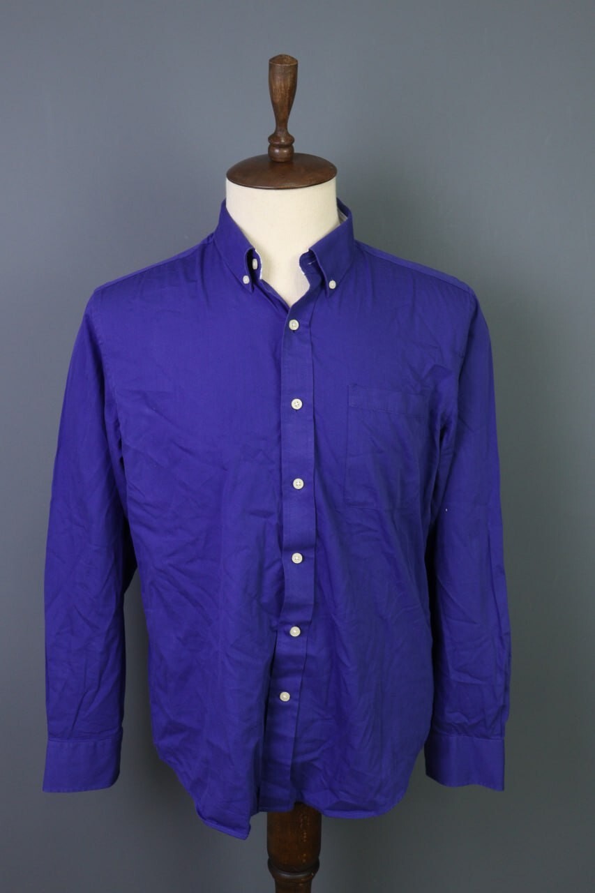 FILA Camicia blu classica abbottonata Savile Row Company taglia L