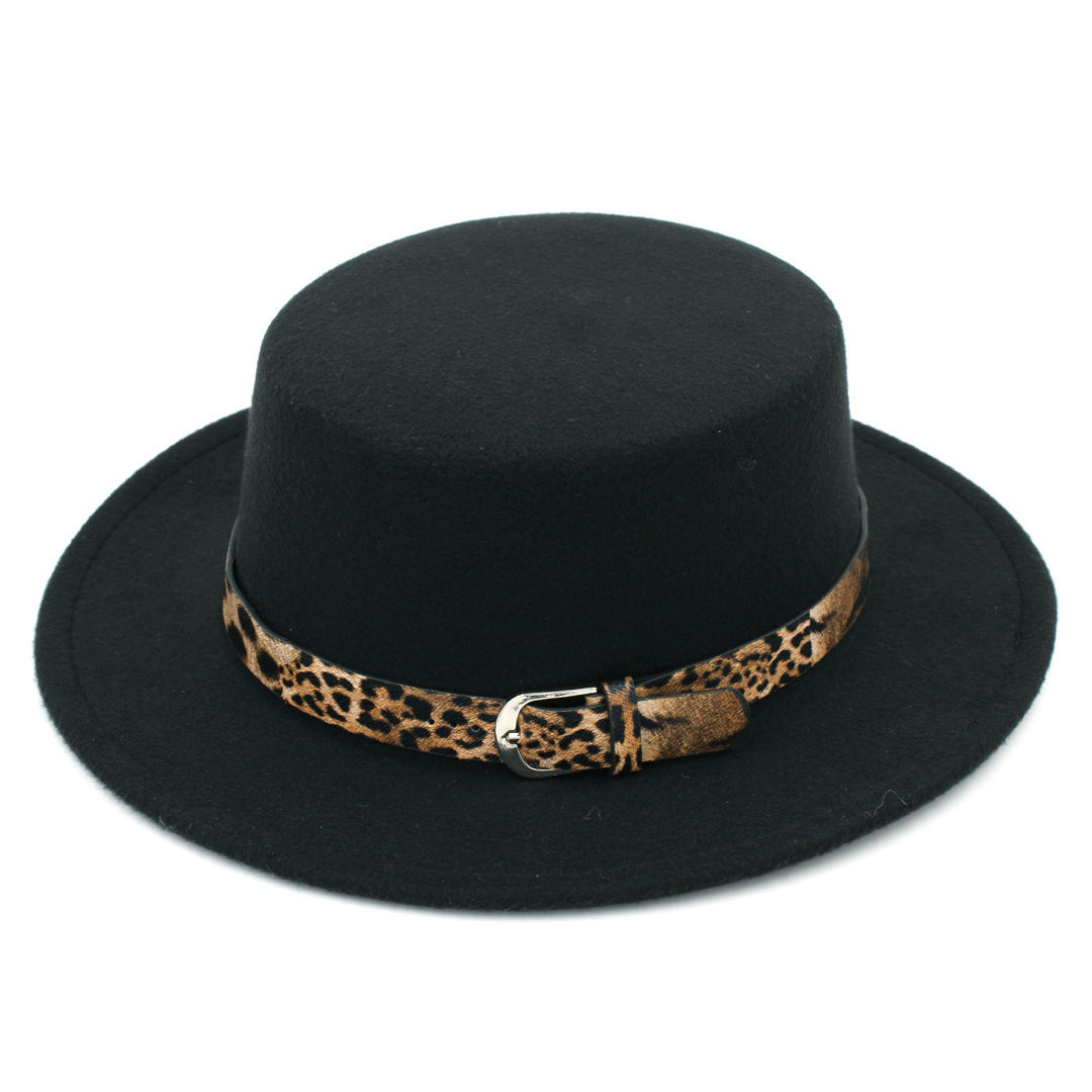 Women Wool Blend Boater Hat Sailor Wide Brim Pork Pie Caps 