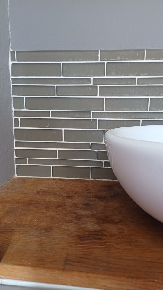 Topps Tiles Regal Ash Glass mosaic grey bathroom tiles For Splashback