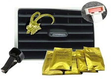 A51 Ibex Head   GOLD COLOUR  Pewter Air Freshener fits on a Vent Clip Kit