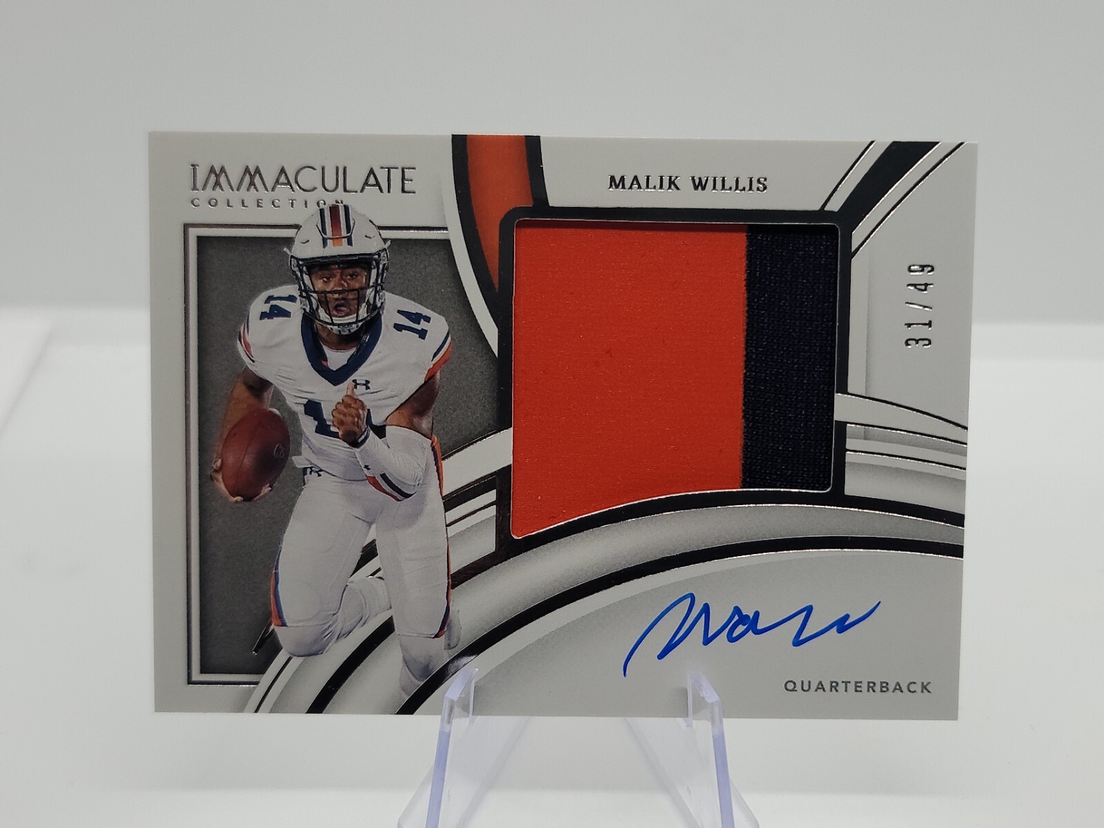 Malik Willis Panini Immaculate Collection Collegiate Premium Patches Rookie Autographs #PP17 Ruby