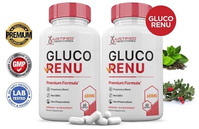 Gluco Renu 688MG Blood Support Formula Gluo Renew Glyco Optimizer Pills 2 Pack
