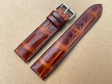 Brown Alli*** Leather Watch Strap Band. Size 20mm 21mm 22mm 23mm 24mm 26mm