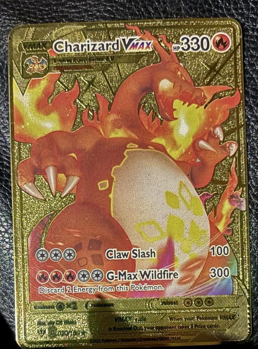Pokemon Charizard Vmax 020/189 Gold FOIL Card FANMADE | eBay