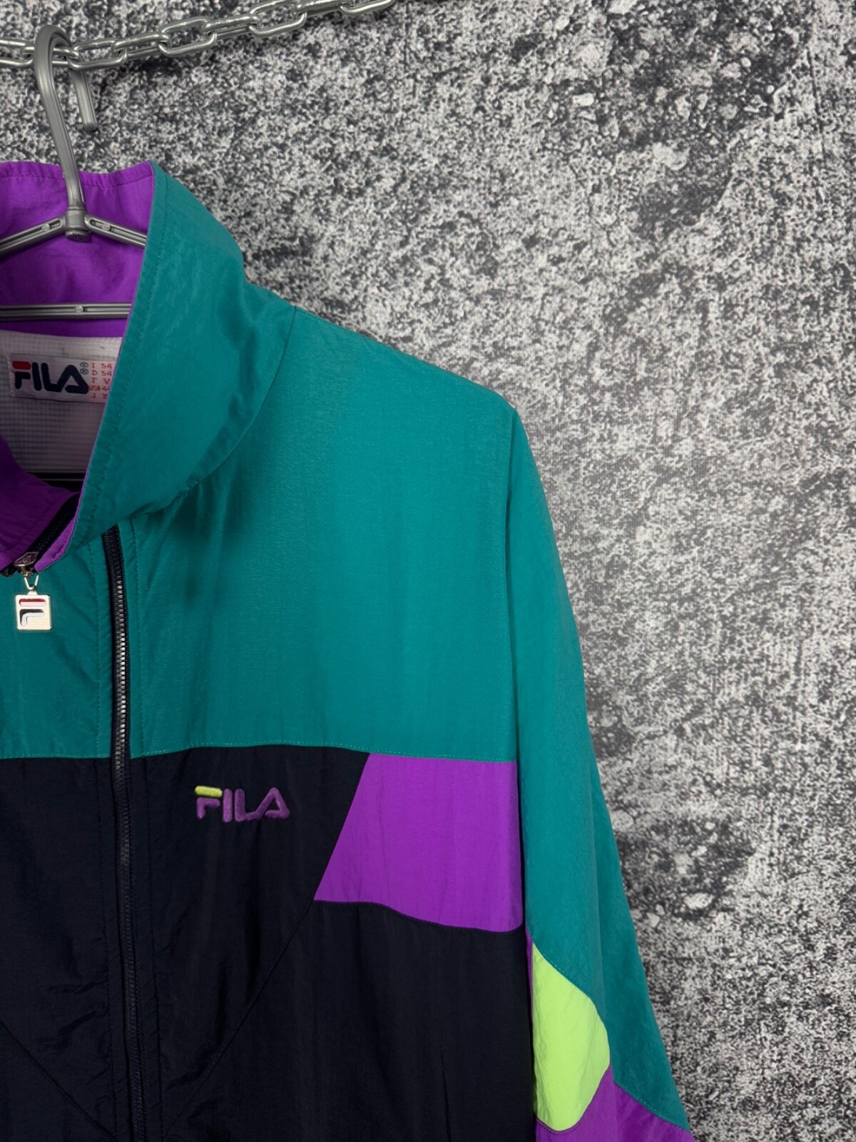 Giacca uomo FILA vintage anni 90 pista nylon full zip streetwear taglia 54