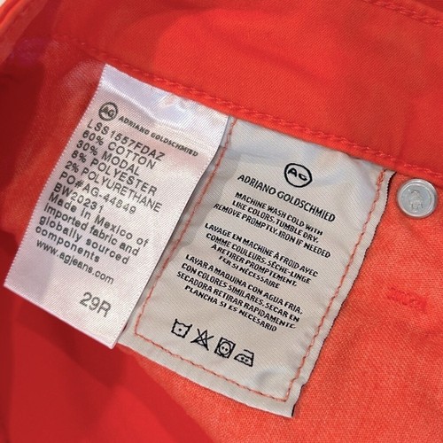 AG Adriano GoldSchmied The Prima Crop Cigarette Crop in Coral/Orange, Size 29 - Picture 9 of 11