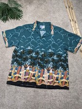 Robert J Clancey RJC Shirt Mens 3XL Extra Large Blue Hawaii Button Down USA MADE