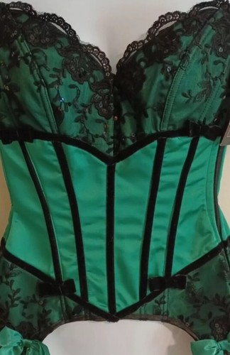 Leg Avenue Burlesque Jewel Corset Large Emerald Green 86522 Side Zipper - Picture 3 of 14