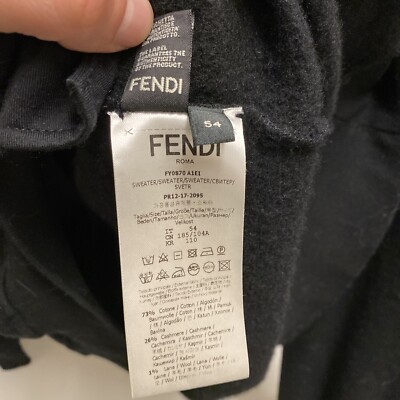 Fendi Embroidered FF Logo Black Hoodie Sz. 54 XXL Excellent Fendi Embroidered FF Logo Black Hoodie Sz. 54 XXL Excellent