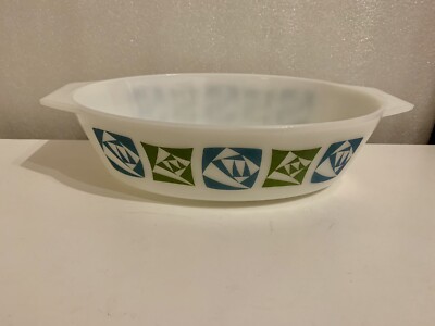 JAJ Pyrex Checkers Design ovale Tortenform/Auflaufform 11 x7 3  tief Vintage