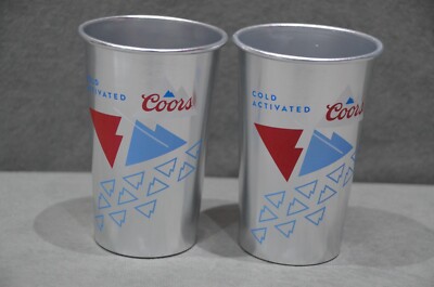 2x Coors Bier Cold React Thermo Aluminium Becher Farbwechsel Brandneu 2024