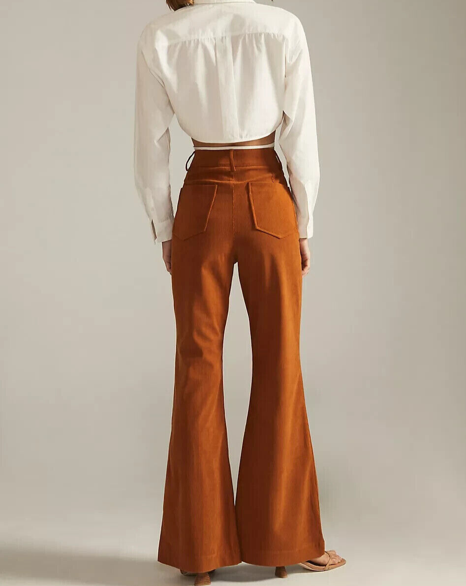 Anthropologie Avec Les Filles M NWT Corduroy Flare Pants Bell bottom Cords