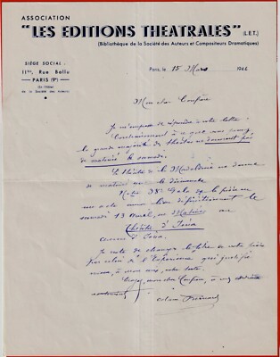 EA80/D-L.A.S-OCTAVE BERNARD-SCHRIFTSTELLER-[LES EDITIONS THEATRALE]-1946